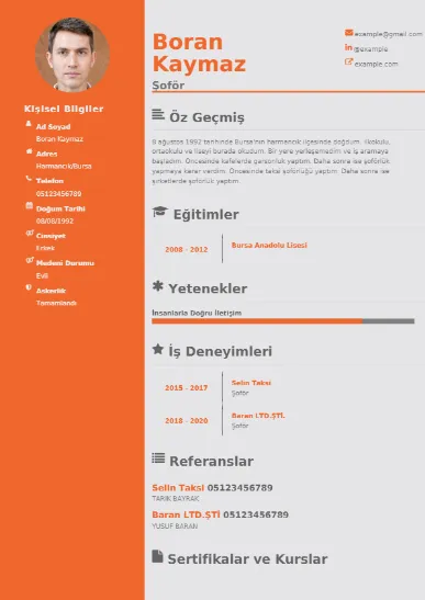 Şoför Örnek cv indir